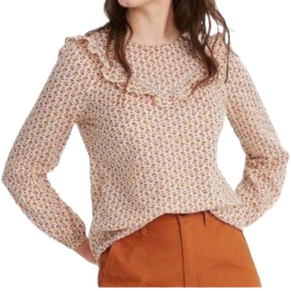 Madewell Orange Floral Blouse Size XS